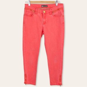 Lee Gold Label Vintage Zip Up Ankle Skinny Jeans Coral Pink